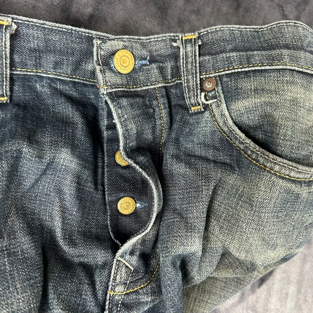 Banana Republic Straight Leg Jeans  34x32 Blue Faded Button Fly Distressed